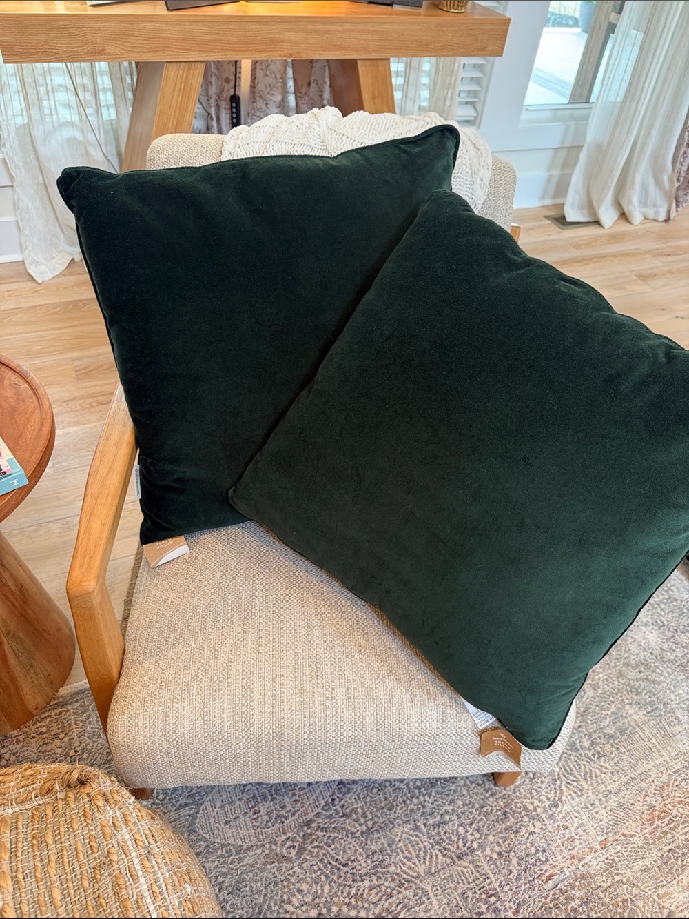 Cost Plus World Market Dark Green Velvet Pillow